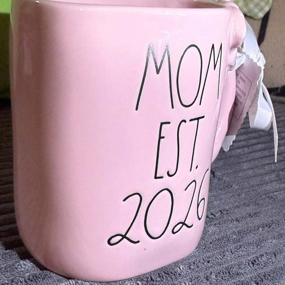 Rae Dunn Pink MOM EST. 2026 Ceramic Mug with Rose Handle - Picture 6 of 7